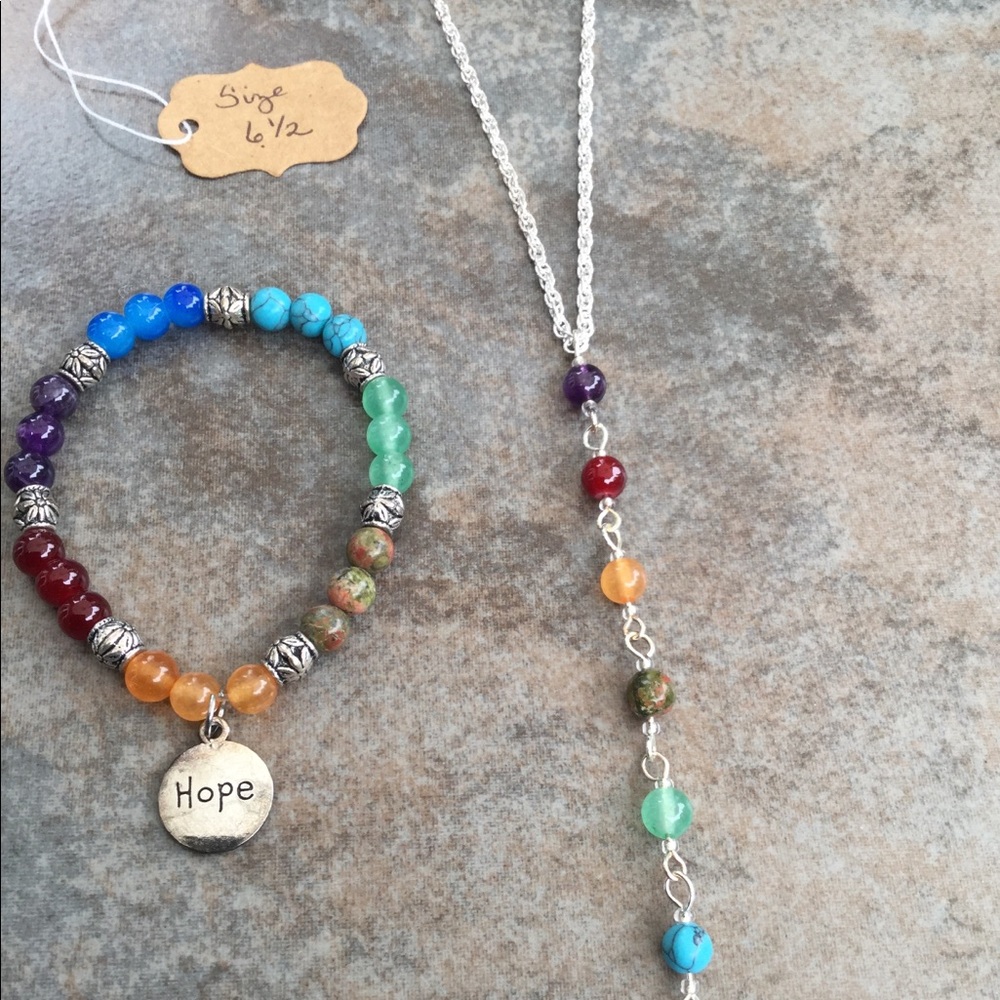 Chakra bracelet & necklace set